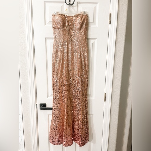 Ignite Evenings Newyork Dresses | Rose Gold Ball Gown, Size 4 Strapless Sequences And Beads Prom Dress | Color: Pink | Size: 4 | Carmen_Rich89's